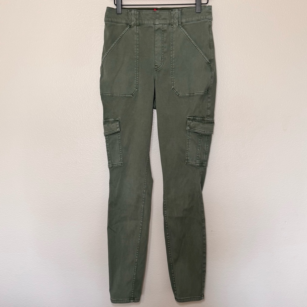 Spanx Pull On Cargo Pants Olive Green Tall High Rise Utility Size Large